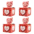 Set of four red Valentine's Day paper gift boxes with Happy Valentine's Day print - Heart Style