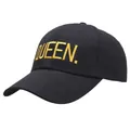 Classic black cotton baseball cap with yellow QUEEN embroidery and curved brim style - Adult One Size 58cm / Black (Yellow Queen)