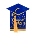 Navy blue graduation cap gift box with yellow tassel and Congrats GRAD text design - Blue