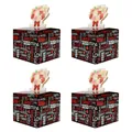 Set of 4 black Valentine's Day pull-out gift boxes with floral toppers and XOXO prints - Bouquet Style