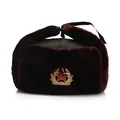 Colbacco Ushanka invernale marrone scuro con distintivo sovietico e calda eco-pelliccia - Taglia unica / Cappello in Tessuto Marrone