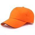 Custom 5-panel orange cotton baseball cap with black contrast trim on the brim - Orange