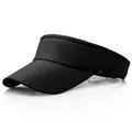 Breathable black sun visor hat for kids featuring an adjustable elastic band and wide brim - Black