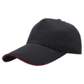 Black and red baseball cap with extended brim and adjustable strap for large heads - Black (Red Sandwich Brim)