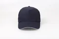 Classic navy cotton baseball cap with white sandwich peak design for custom logos - Navy Blue