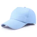 Light blue cotton baseball cap with curved brim and white striped edge detail - Sky Blue