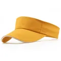 Bright yellow cotton sun visor hat with white trim for outdoor sun protection - Yellow