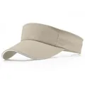 Khaki cotton sun visor hat with white sandwich brim detail for outdoor sports - Khaki