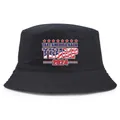 Black cotton bucket hat featuring Take America Back and Trump 2024 slogan print - Adult One Size (58cm Non-adjustable) / Black