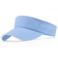 Light blue cotton sun visor hat with white trim, adjustable open top sports cap - Sky Blue
