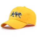 Gorra de béisbol de algodón amarillo con estampado de oso del bosque y visera curva - Talla única / Amarillo