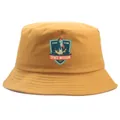 Mustard yellow cotton bucket hat featuring a vintage Star Team space mission embroidery - Adult One Size (58cm Non-adjustable) / Turmeric