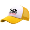 Yellow and white trucker hat with Sex Instructor print and breathable mesh back - Adult One Size (58cm Adjustable) / Yellow