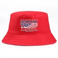 Red cotton bucket hat with Take America Back Trump 2024 print and star graphics - Adult One Size (58cm Non-adjustable) / Red