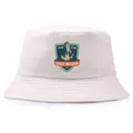 Space Mission 2035 printed bucket hat with retro rocket and star team graphic design - Adult One Size (58cm Non-adjustable) / Beige