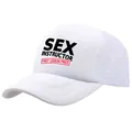 White mesh trucker hat with SEX INSTRUCTOR first lesson free street style print - Adult One Size (58cm Adjustable) / White