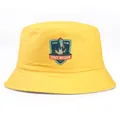 Yellow bucket hat featuring a vintage Space Mission 2035 astronaut and rocket print - Adult One Size (58cm Non-adjustable) / Yellow