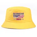 Yellow Take America Back bucket hat with red stars and Trump 2024 print design - Adult One Size (58cm Non-adjustable) / Yellow