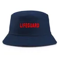Μπλε βαμβακερό καπέλο bucket με κόκκινο λογότυπο LIFEGUARD για προστασία από τον ήλιο - Ένα μέγεθος / Ναυτικό μπλε