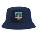 Navy blue bucket hat with vintage Space Mission 2035 rocket print on high-quality cotton - Adult One Size (58cm Non-adjustable) / Navy Blue