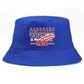 Dark blue cotton bucket hat featuring Take America Back and Trump 2024 flag print - Adult One Size (58cm Non-adjustable) / Sapphire Blue