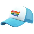 Sky blue trucker hat with rainbow America map and Take America Back slogan print - Adult Free Size (58cm Adjustable) / Sky Blue