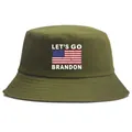 Army green Let's Go Brandon bucket hat with US flag print and reinforced brim - Adult One Size (58cm) / Army Green