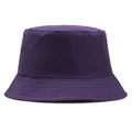Cappello a secchiello in cotone viola scuro con cuciture rinforzate e design pulito - M (56-58cm) / Viola