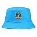 Light blue fisherman hat with Space Mission 2035 rocket badge and cotton canvas texture - Adult One Size (58cm Non-adjustable) / Lake Blue
