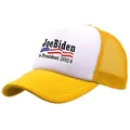 Detail of Biden 2024 trucker hat featuring breathable yellow mesh and printed foam panel - Adult Free Size (58cm Adjustable) / Joe Biden 2024 Campaign Print (Joe Biden 2024) / Yellow