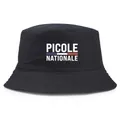 Classic black cotton fisherman bucket hat featuring PICOLE NATIONALE logo print - One Size / Black