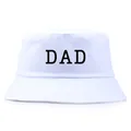 Witte katoenen vissershoed met zwarte DAD-print voor heren en dames op wit - Eén maat / DAD Bedrukt / Wit