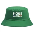 Bob en coton vert avec imprimé PICOLE NATIONALE et rayures tricolores pour l'été - Taille unique / Vert