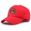 Berretto rosso con ricamo aquila veterani americani in twill di cotone resistente - Taglia unica / Rosso
