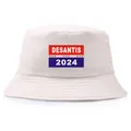 Λευκό DeSantis 2024 vintage βαμβακερό καπέλο bucket με τυπωμένο λογότυπο καμπάνιας για ήλιο - Ενιαίο μέγεθος ενηλίκων (58cm μη ρυθμιζόμενο) / Μπεζ