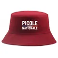 Chapeau bob en toile bordeaux classique avec imprimé blanc PICOLE NATIONALE et rayures - Taille unique / Bordeaux