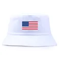 Sombrero de pescador de lona de algodón blanco con estampado de bandera estadounidense - Talla Única (58cm) / Blanco