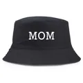 Bob classique en coton noir avec broderie MOM blanche pour femmes et mères - Taille Unique Adulte (58cm) / Imprimé MOM / Noir
