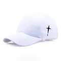 White baseball cap with black cross embroidery, cotton sun hat for men and women - Adult Free Size (Adjustable 58cm) / White
