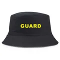 Chapeau bob classique en coton noir avec impression GUARD jaune vif sur le devant - Taille unique / Noir (Logo Jaune)