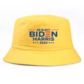 Bob en coton jaune vif avec impression électorale Re-elect Biden Harris 2024 pour été - Taille unique adulte (58 cm non réglable) / Jaune