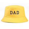 Klassieke gele katoenen vissershoed met zwarte DAD-opdruk voor casual kleding - Eén maat / DAD Bedrukt / Geel