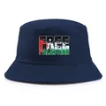 Bob bleu foncé Free Palestine en coton avec motif graphique du drapeau coloré - Taille unique adulte (58 cm non réglable) / Bleu marine