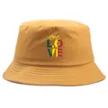Ginger yellow cotton bucket hat with 'one LOVE' lettering and colorful pan-african print - One Size / Ginger Yellow