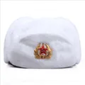 Colbacco bianco in pelliccia sintetica con emblema URSS stella rossa per uomo e donna - Taglia unica / Bianco