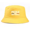 Bob jaune en sergé de coton avec motif Picole Nationale et détails du drapeau français - Taille unique / Jaune