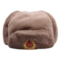 Colbacco sovietico ushanka kaki in peluche con stemma falce e martello e paraorecchie - Taglia unica / Cachi
