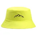 Bob jaune fluo avec imprimé montagne noire pour la randonnée et la pêche en plein air - Taille unique adulte (58 cm non réglable) / Jaune Néon
