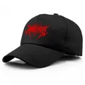 Schwarze Baseballkappe aus Baumwolle mit roter Rock-Grafik und verstellbarem Riemen - Einheitsgröße für Erwachsene (58 cm verstellbar) / Schwarz Mit Roter Grafik
