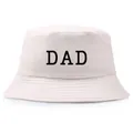 Bob en toile blanc clair avec broderie DAD noire pour hommes et femmes - Taille Unique Adulte (58cm) / Imprimé DAD / Beige